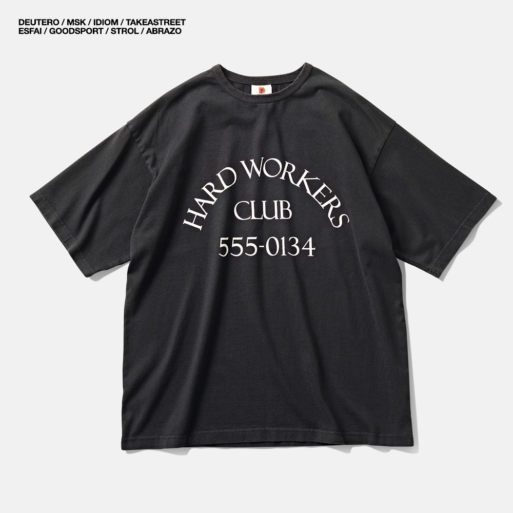 DTR1971 Vintage Washed  HDWKS CLUB S/S TEE Black